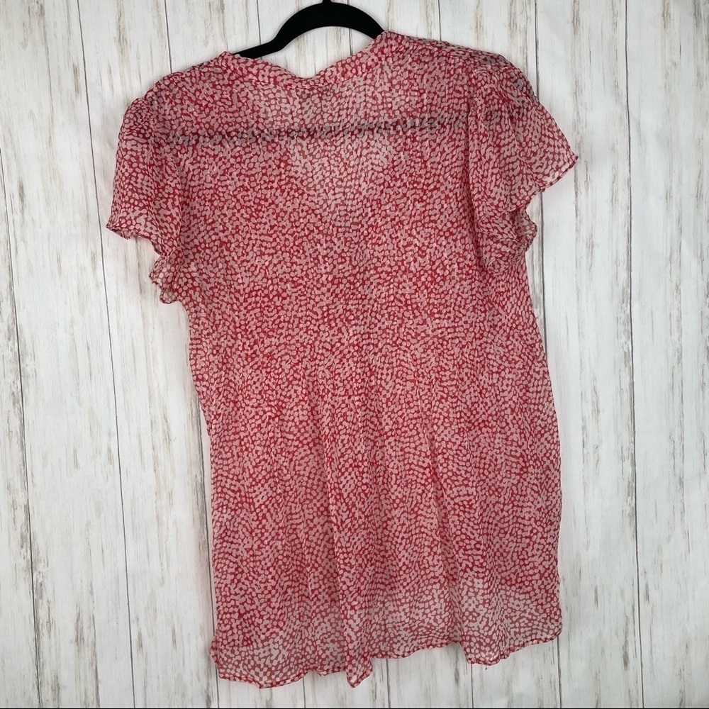 Joie red silk sheer tie blouse xs - Picture 6 of 6